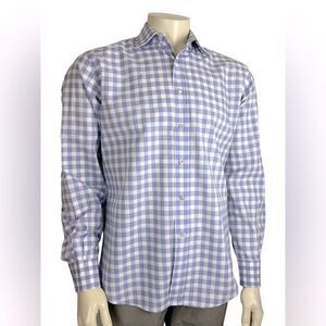 Lanvin Men's L/S Cotton Plaid Casual Dress Shirt Great Condition Size 41/16